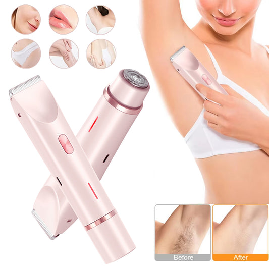 Silque™ - 2 In 1 Hair Remover Women's Double Head Shaver Private Pubic Hair Trimmer