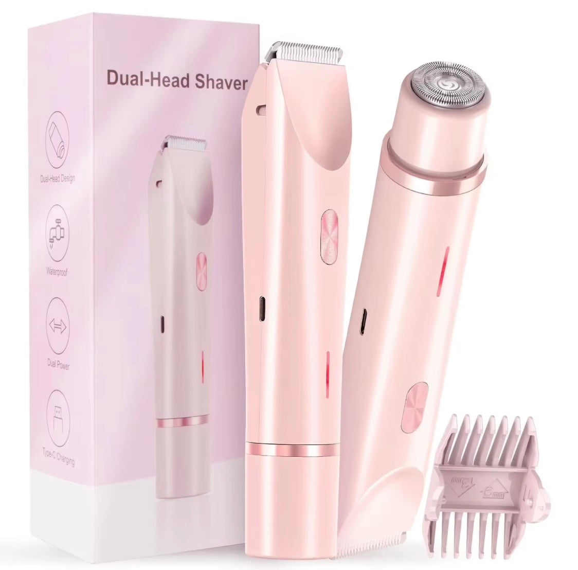Silque™ - 2 In 1 Hair Remover Women's Double Head Shaver Private Pubic Hair Trimmer